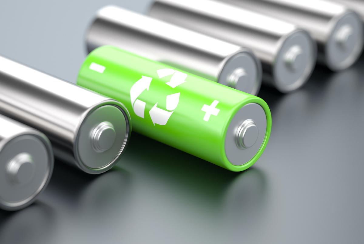 Closeup of rechargeable batteries