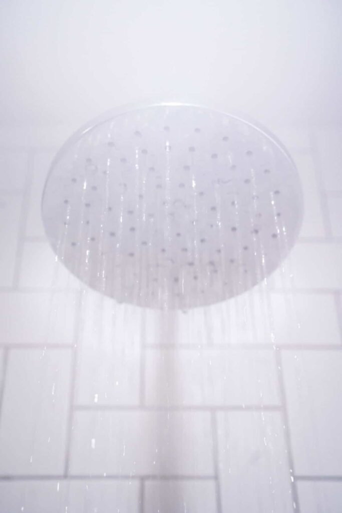 water out of a shower head